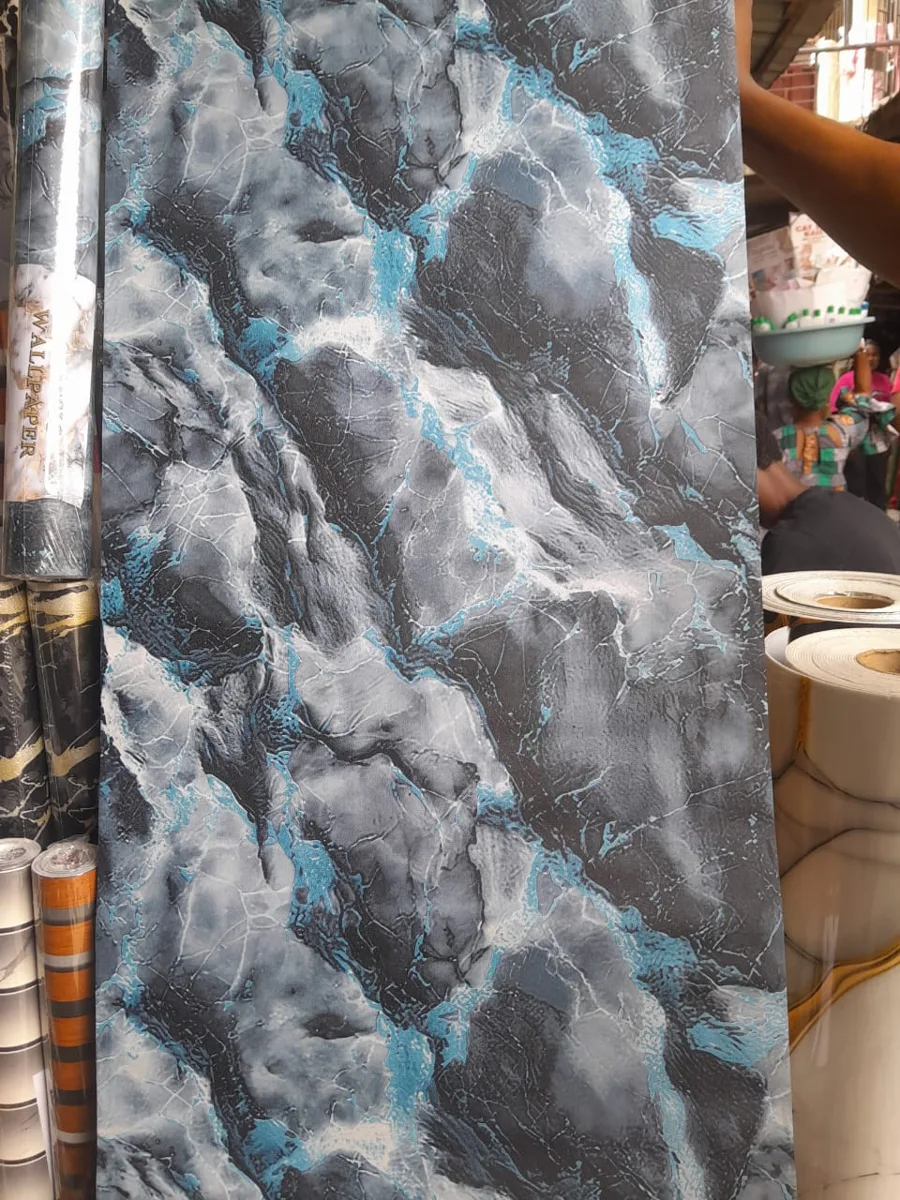 Blue and grey marble wallpaper sample