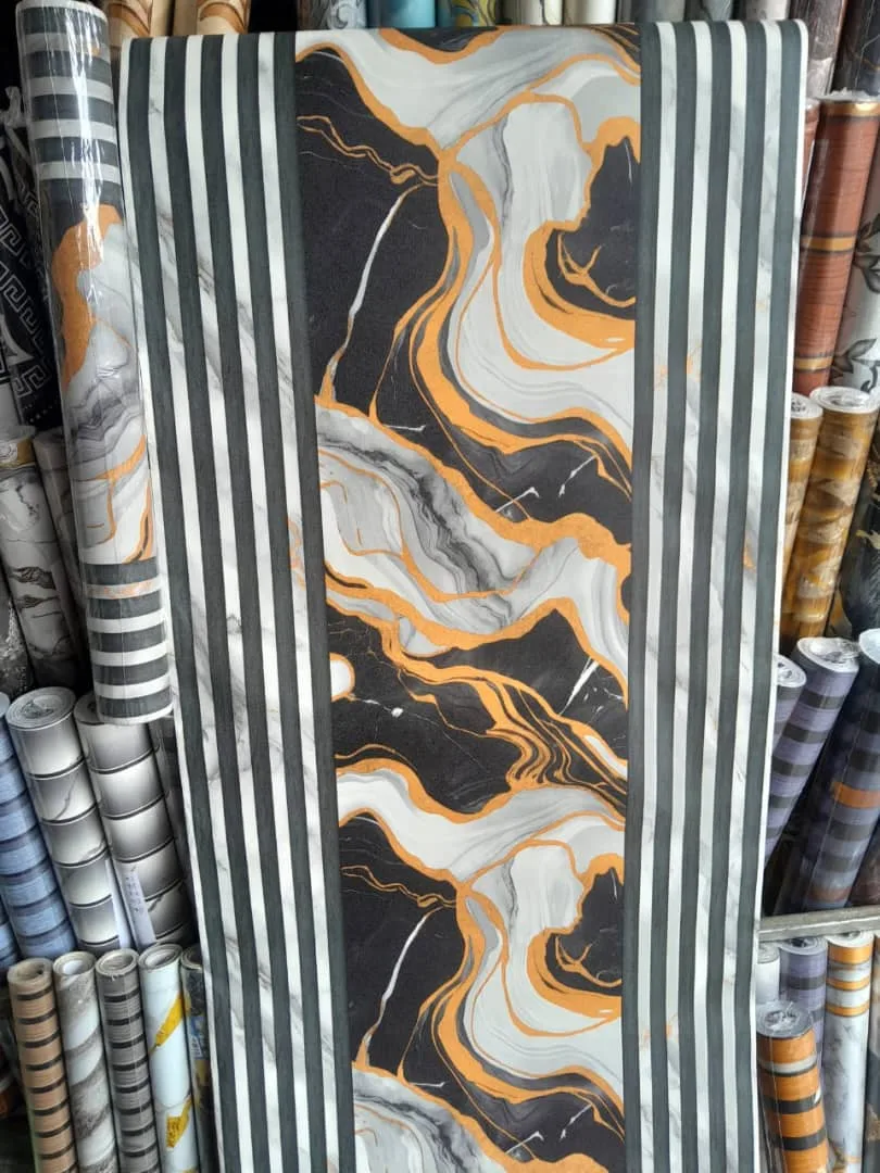 Black white and gold marble wallpaper sample